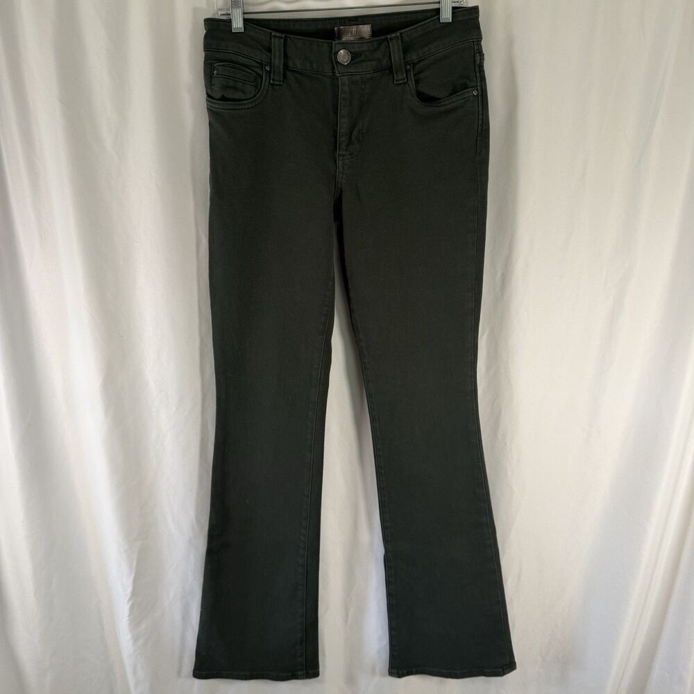 Kut from the Kloth Natalie Bootcut Jeans Women's 6 Green Button Zip 5 Pocket